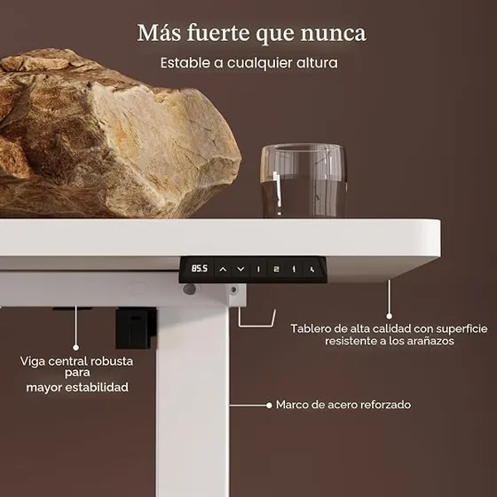 FLEXISPOT 160x60 con soporte, escritorio elevable de color blanco con tablero de 160 cm de ancho — imagen 6 de 6