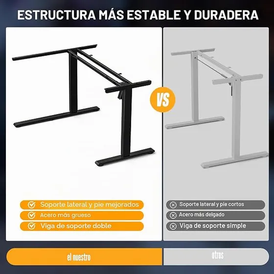 Acrolix 150x100 en L, escritorio elevable de color negro carbón con tablero de 150 cm de ancho — imagen 5 de 6