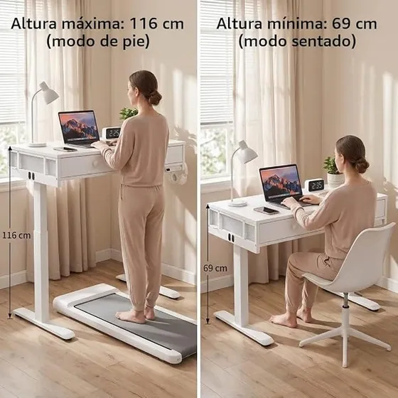 Lufeiya 80x50 con cinta, escritorio elevable de color blanco con tablero de 80 cm de ancho — imagen 3 de 6