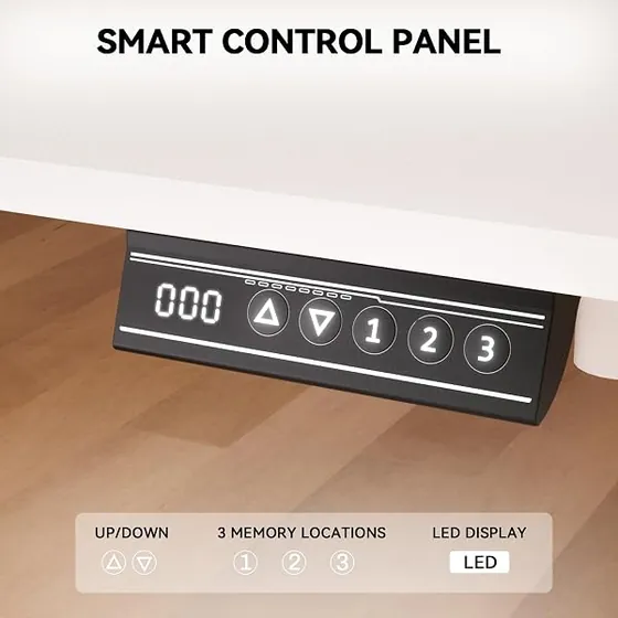EarthyHome 120x60, escritorio elevable de color blanco con tablero de 120 cm de ancho — imagen 4 de 6