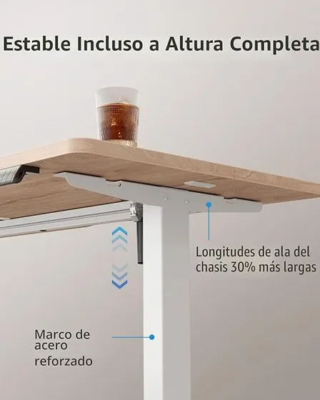FEZIBO 100x60 roble, escritorio elevable de color roble moteado con tablero de 100 cm de ancho — imagen 4 de 6