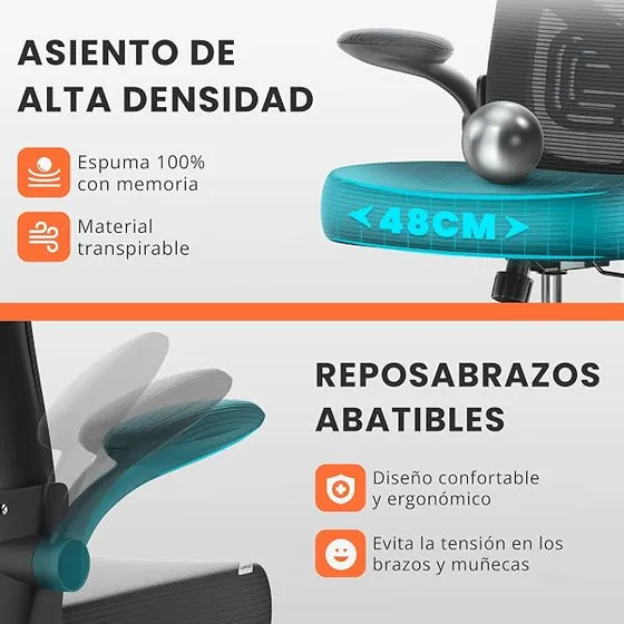 JUPPLIES negra, silla de escritorio de color negro con respaldo de malla transpirable — imagen 6 de 6