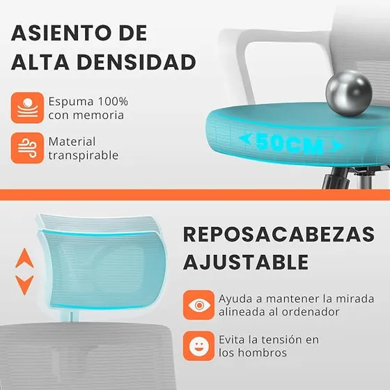JUPPLIES gris, silla de escritorio de color gris con respaldo de malla transpirable — imagen 6 de 6