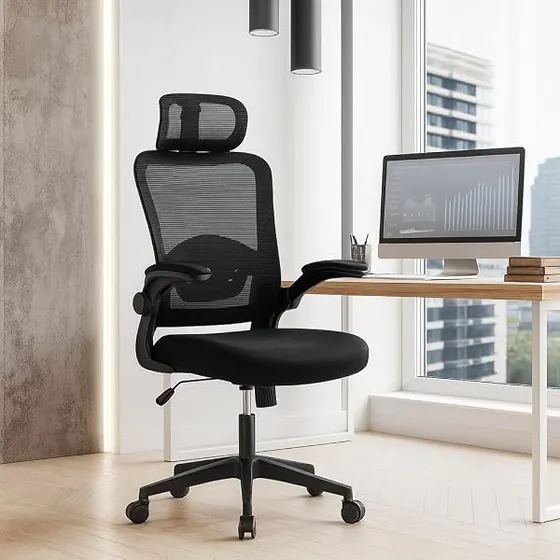 T-LoVendo ejecutiva de malla, silla de escritorio de color negro con respaldo de malla transpirable — imagen 2 de 6