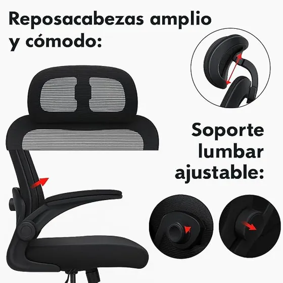 T-LoVendo ejecutiva de malla, silla de escritorio de color negro con respaldo de malla transpirable — imagen 6 de 6