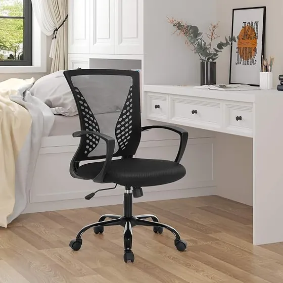 SONGMICS de malla básica, silla de escritorio de color negro con respaldo de malla transpirable — imagen 5 de 6