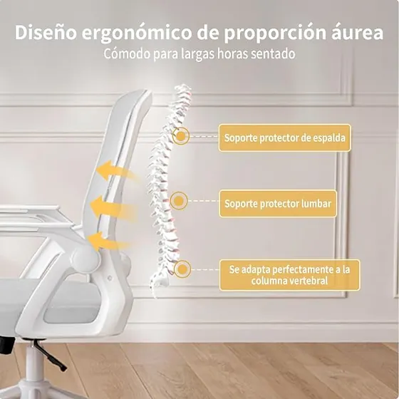 naspaluro gris en S, silla de escritorio de color gris con respaldo de malla transpirable — imagen 4 de 6