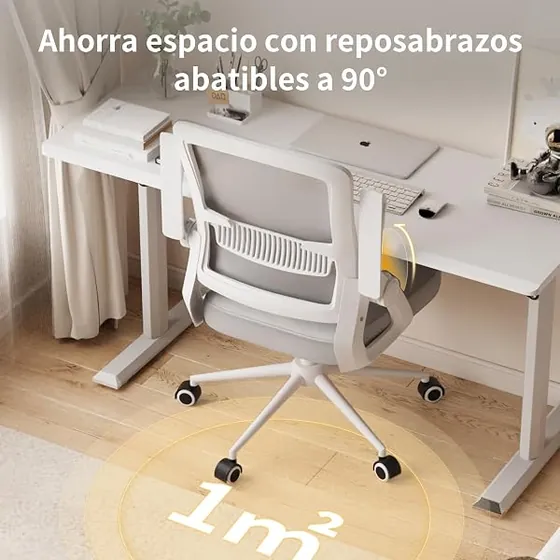 naspaluro gris en S, silla de escritorio de color gris con respaldo de malla transpirable — imagen 6 de 6
