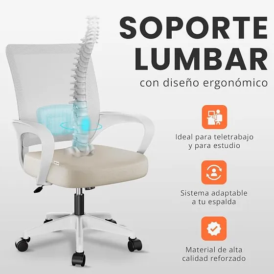 JUPPLIES beige de malla, silla de escritorio de color beige con respaldo de malla transpirable — imagen 5 de 6