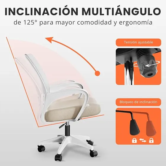 JUPPLIES beige de malla, silla de escritorio de color beige con respaldo de malla transpirable — imagen 6 de 6