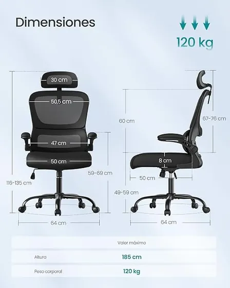 SONGMICS de malla de doble capa, silla de escritorio de color negro tinta con respaldo de malla transpirable — imagen 2 de 6
