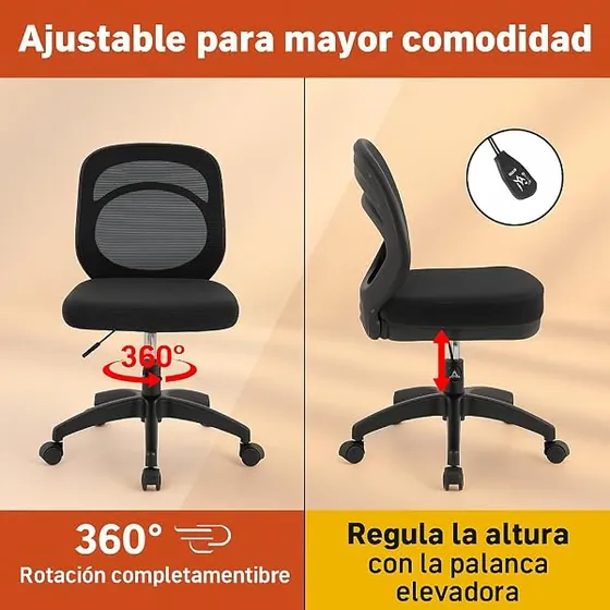 T-LoVendo juvenil de malla, silla de escritorio de color negro con respaldo de malla transpirable — imagen 4 de 6