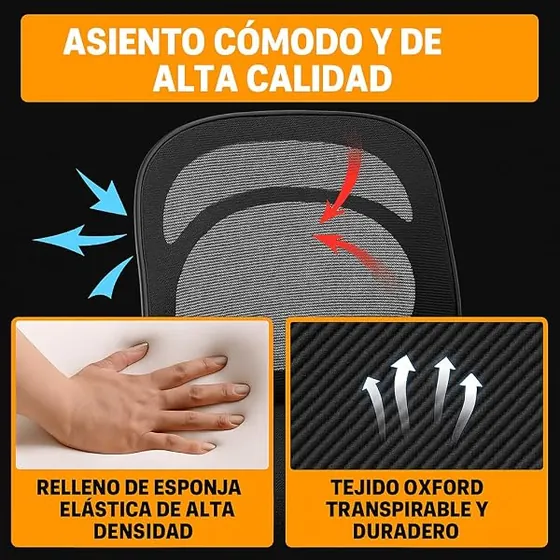 T-LoVendo juvenil de malla, silla de escritorio de color negro con respaldo de malla transpirable — imagen 6 de 6