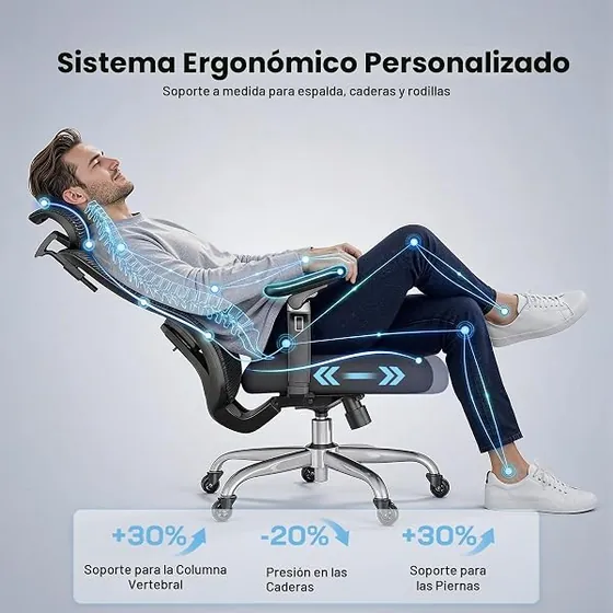 Marsail de asiento deslizante, silla de escritorio de color negro con respaldo de malla transpirable — imagen 3 de 6
