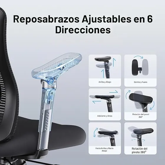 Marsail de asiento deslizante, silla de escritorio de color negro con respaldo de malla transpirable — imagen 5 de 6