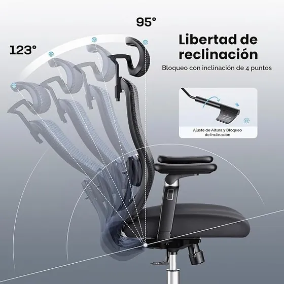 Marsail de asiento deslizante, silla de escritorio de color negro con respaldo de malla transpirable — imagen 6 de 6