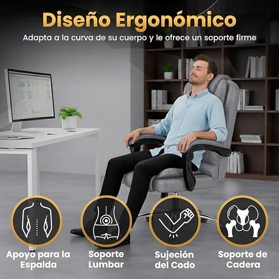 EveryKip de respaldo alto, silla de escritorio de color gris con respaldo de piel sintetica — imagen 2 de 6