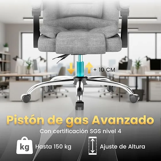 EveryKip de respaldo alto, silla de escritorio de color gris con respaldo de piel sintetica — imagen 4 de 6