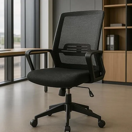 T-LoVendo de asiento acolchado, silla de escritorio de color negro con respaldo de acolchado tapizado — imagen 2 de 6