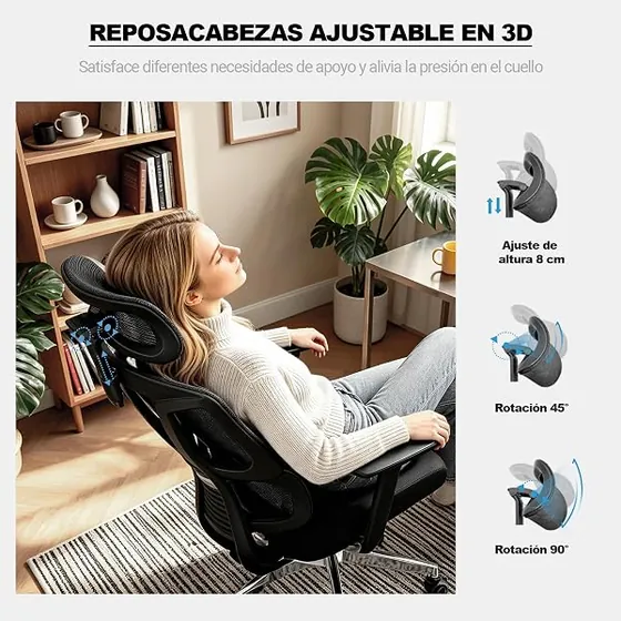 MELOKEA ReliefBack Pro, silla de escritorio de color negro con respaldo de malla transpirable — imagen 5 de 6
