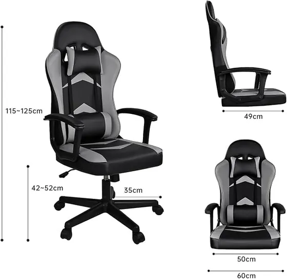 T-LoVendo gaming de respaldo alto, silla de escritorio de color negro con respaldo de piel sintetica — imagen 3 de 6