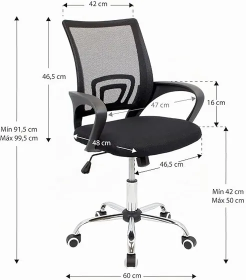 CashOffice de malla, silla de escritorio de color gray con respaldo de malla transpirable — imagen 2 de 5