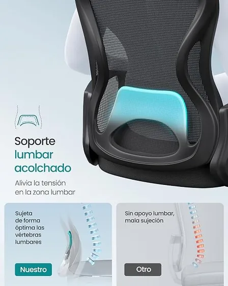 SONGMICS de asiento ancho, silla de escritorio de color negro tinta con respaldo de malla transpirable — imagen 5 de 6