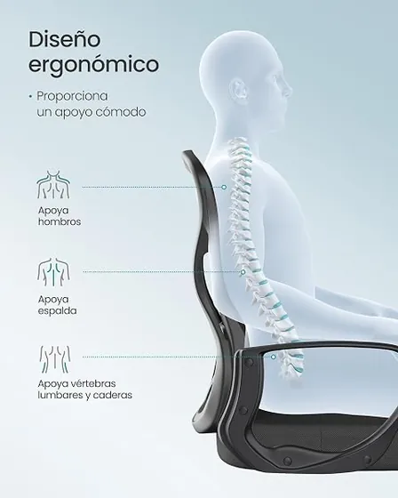 SONGMICS de asiento ancho, silla de escritorio de color negro tinta con respaldo de malla transpirable — imagen 6 de 6