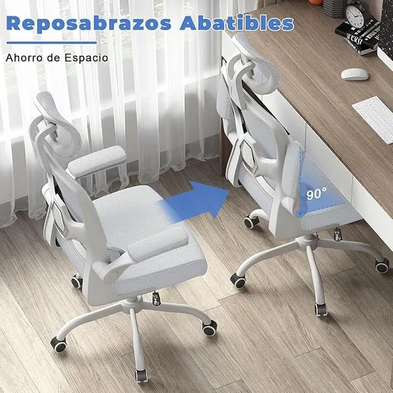 naspaluro de 136 kg, silla de escritorio de color mejora gris con respaldo de malla transpirable — imagen 6 de 6