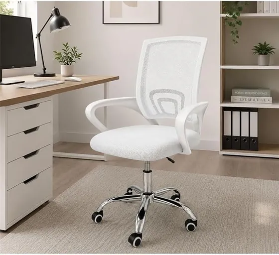 Jardin202 Nexus, silla de escritorio de color blanca con respaldo de malla transpirable — imagen 4 de 6