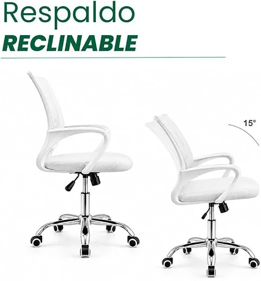 Jardin202 Nexus, silla de escritorio de color blanca con respaldo de malla transpirable — imagen 5 de 6