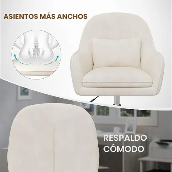 Aivermeil de terciopelo, silla de escritorio de color beige con respaldo de acolchado tapizado — imagen 4 de 6