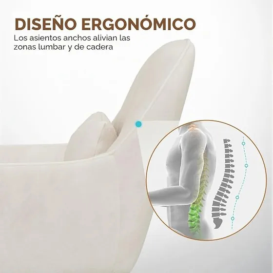 Aivermeil de terciopelo, silla de escritorio de color beige con respaldo de acolchado tapizado — imagen 5 de 6