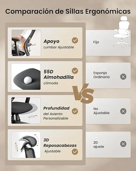 ProtoArc EC200, silla de escritorio de color negro con respaldo de malla transpirable — imagen 3 de 6