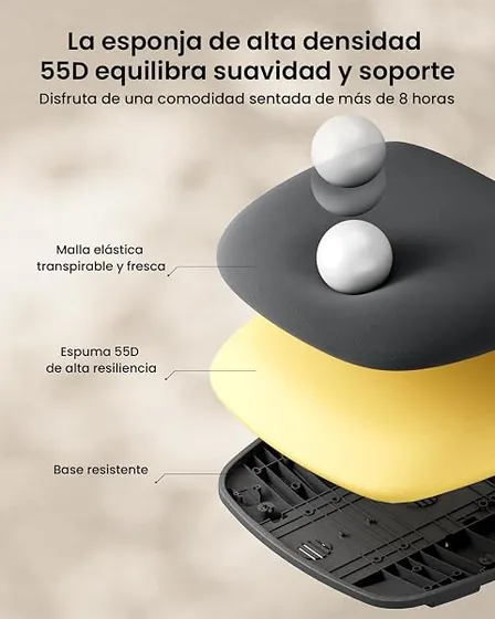 ProtoArc EC200, silla de escritorio de color negro con respaldo de malla transpirable — imagen 5 de 6