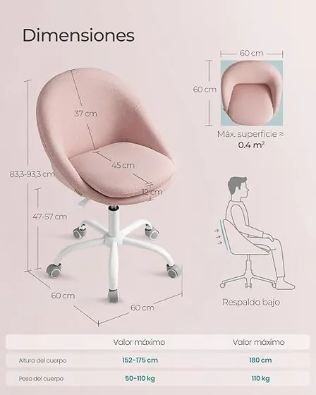 SONGMICS de terciopelo sin brazos, silla de escritorio de color rosa jalea con respaldo de acolchado tapizado — imagen 3 de 6