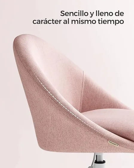 SONGMICS de terciopelo sin brazos, silla de escritorio de color rosa jalea con respaldo de acolchado tapizado — imagen 5 de 6