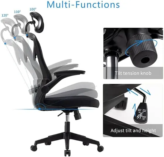 Magic Life de malla, silla de escritorio de color negro con respaldo de malla transpirable — imagen 4 de 6