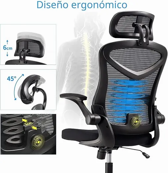 Magic Life de malla, silla de escritorio de color negro con respaldo de malla transpirable — imagen 5 de 6