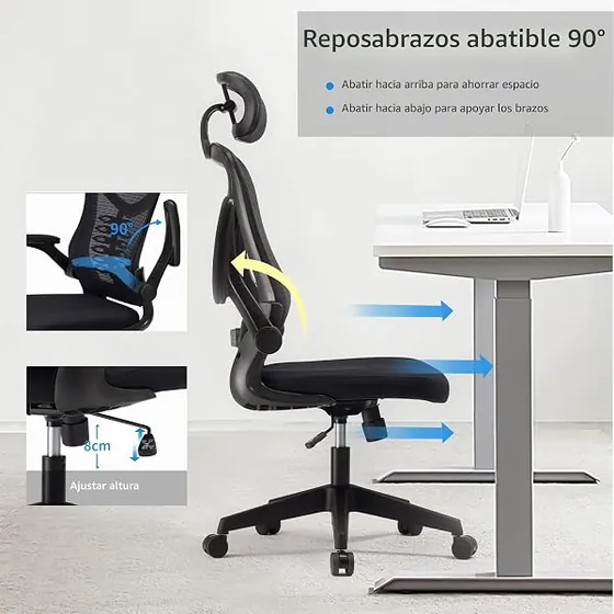 Magic Life de malla, silla de escritorio de color negro con respaldo de malla transpirable — imagen 6 de 6