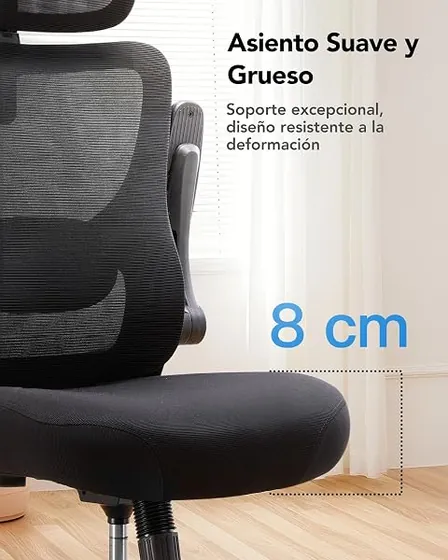 HUANUO de lumbar flexible, silla de escritorio de color negro con respaldo de malla transpirable — imagen 6 de 6