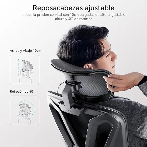 Hbada P5, silla de escritorio de color p5-negro con respaldo de malla transpirable — imagen 4 de 6