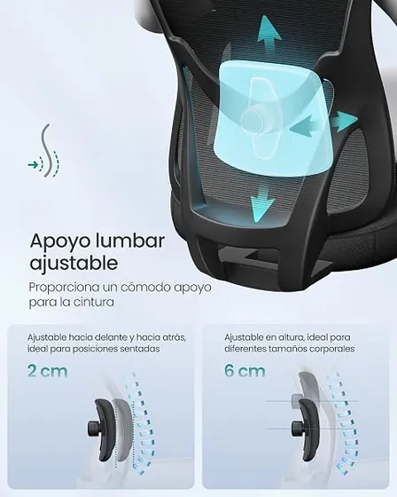 SONGMICS de 150 kg, silla de escritorio de color negro tinta con respaldo de malla transpirable — imagen 5 de 6