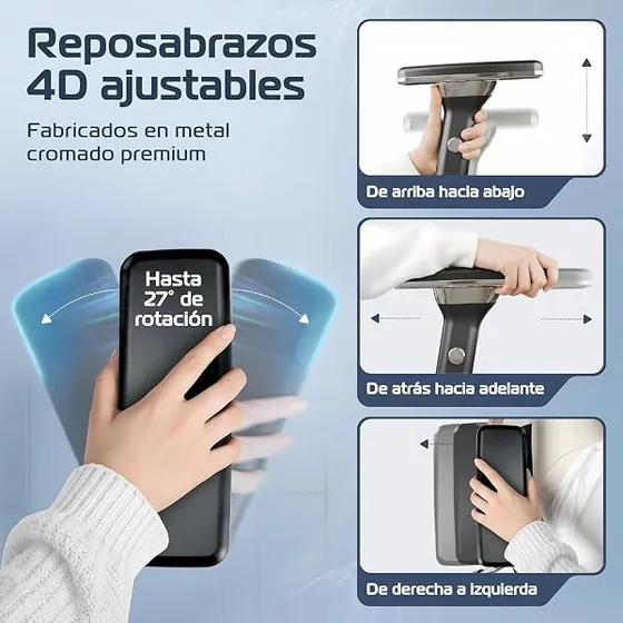 CLOUVOU CleverSeat, silla de escritorio de color negro 02 con respaldo de malla transpirable — imagen 4 de 6