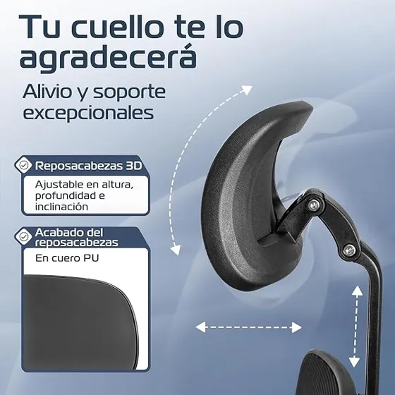 CLOUVOU CleverSeat, silla de escritorio de color negro 02 con respaldo de malla transpirable — imagen 5 de 6