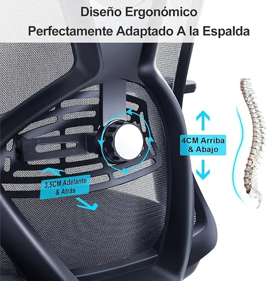 Ticova de respaldo alto, silla de escritorio de color negro con respaldo de malla transpirable — imagen 5 de 6
