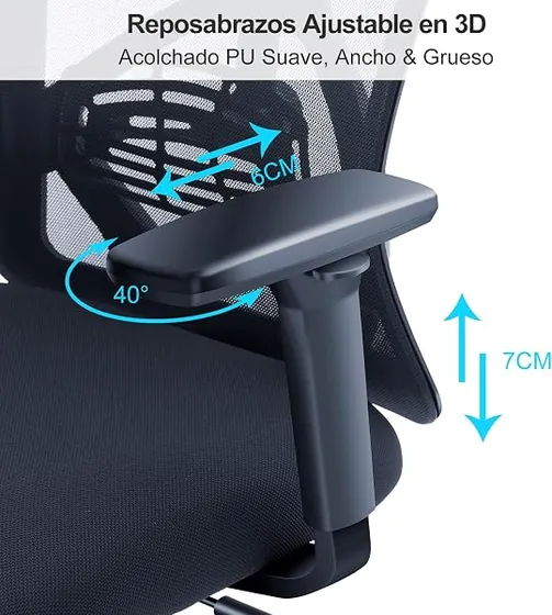 Ticova de respaldo alto, silla de escritorio de color negro con respaldo de malla transpirable — imagen 6 de 6
