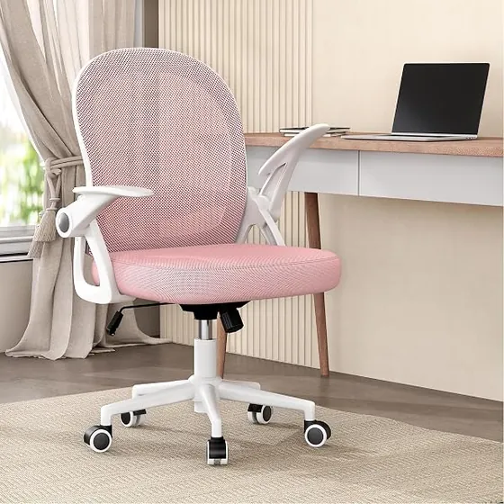 rattantree compacta, silla de escritorio de color rosa con respaldo de malla transpirable — imagen 2 de 6