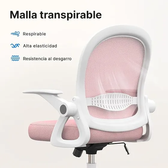 rattantree compacta, silla de escritorio de color rosa con respaldo de malla transpirable — imagen 5 de 6