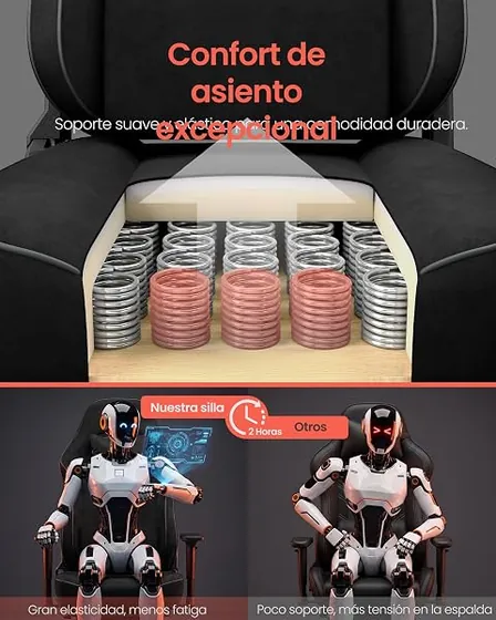 SONGMICS gaming de gamuza, silla de escritorio de color negro tinta con respaldo de acolchado tapizado — imagen 4 de 6